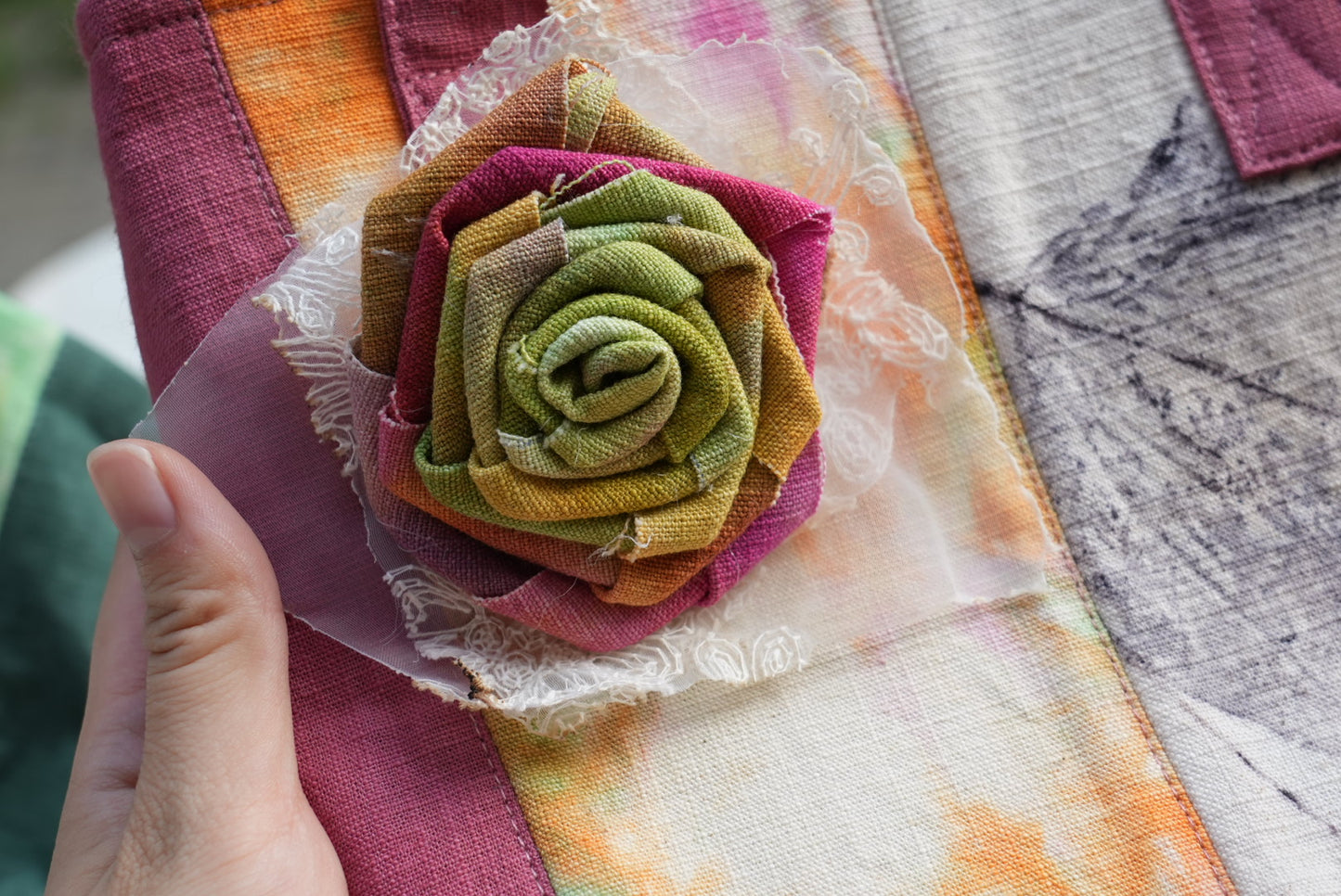 Patchwork Rose Bucket Tote