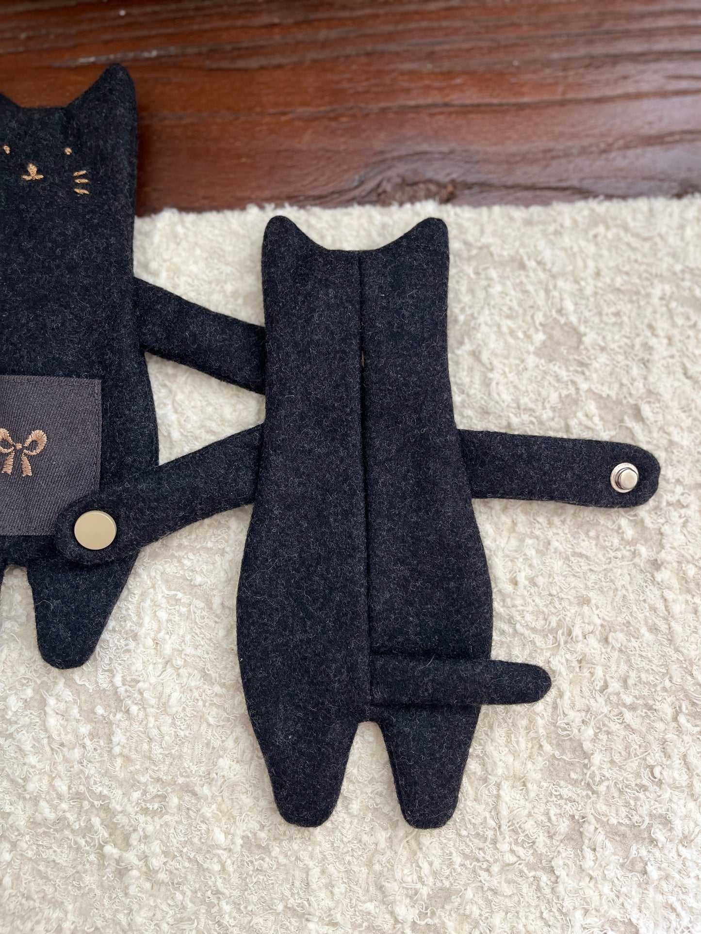 Hugging Cat Zipper Pouch — Handmade Bag Charm