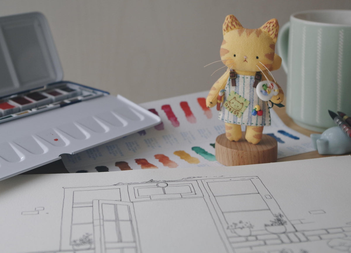 Artist Cat Charm — Mini Edition (10cm / 3.9") - Made by Frey