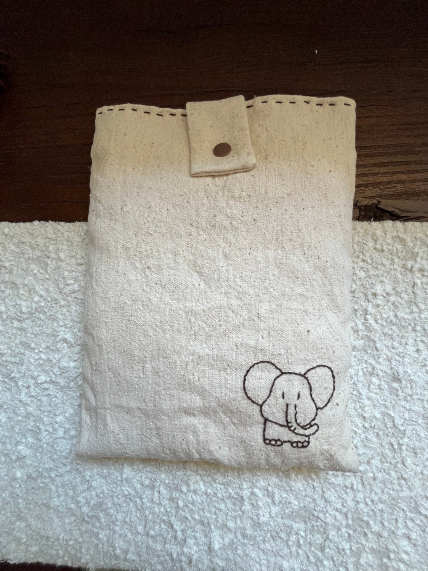Custom Name Text | Hand - Embroidered Elephant Sleeve - Made by Frey