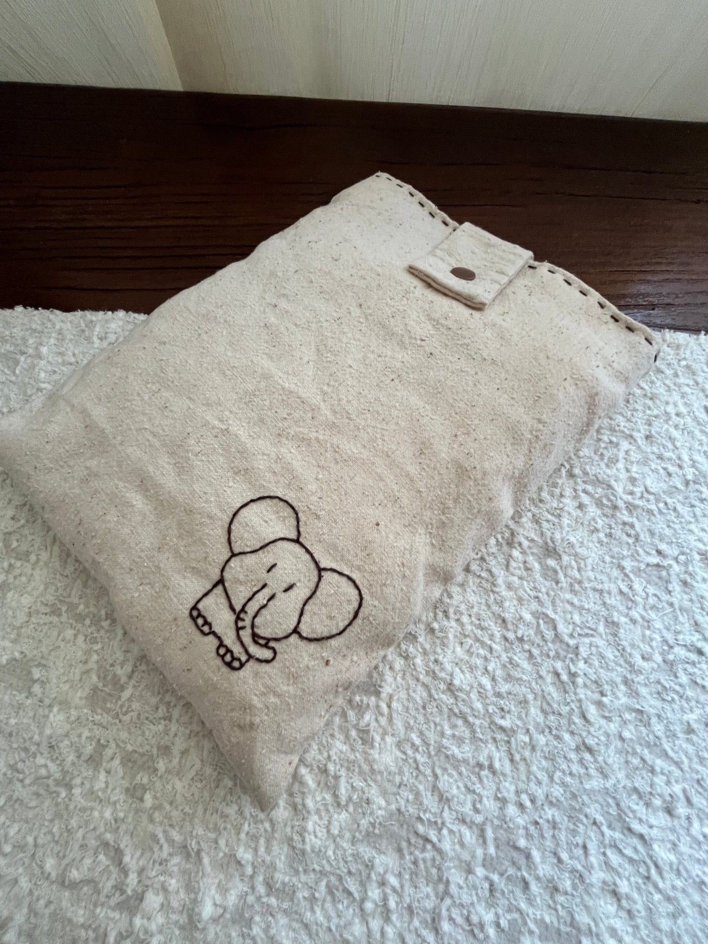 Custom Name Text | Hand - Embroidered Elephant Sleeve - Made by Frey