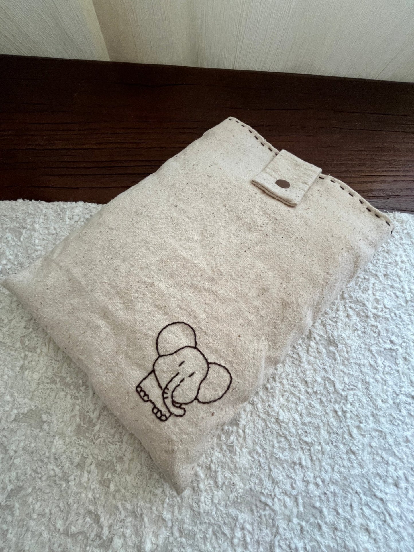 Custom Name Text | Hand - Embroidered Elephant Sleeve - Made by Frey