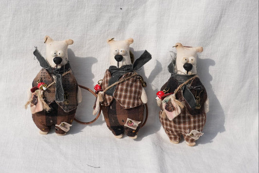 Dusty Bear Bag Charm · Hand-Shaped Details & Distressed Finish - Made by Frey
