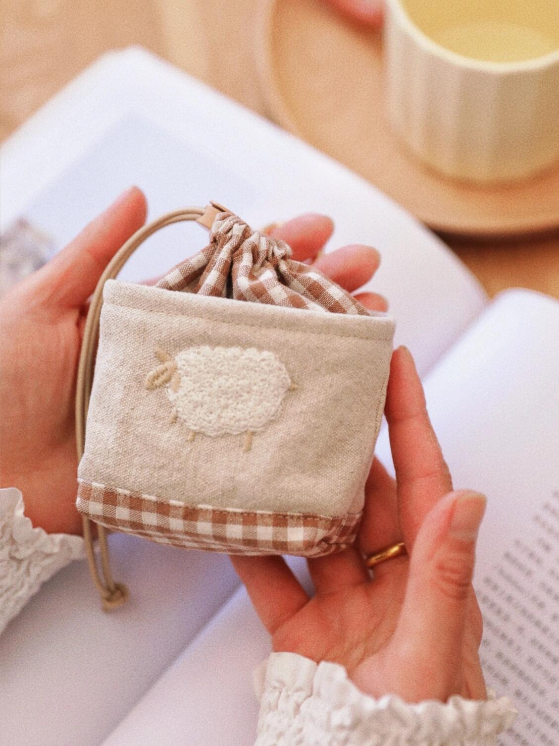 Embroidered Little Lamb Bag Charm Storage Pouch - Made by Frey
