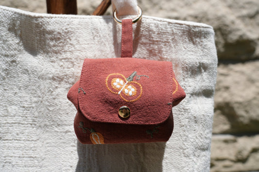 Embroidered Pumpkin Pouch - Made by Frey