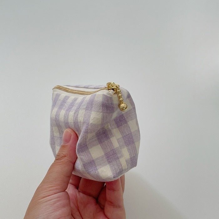 ESSENTIALS POCKETS — Light Pink & Light Purple Gingham Pouch - Made by Frey
