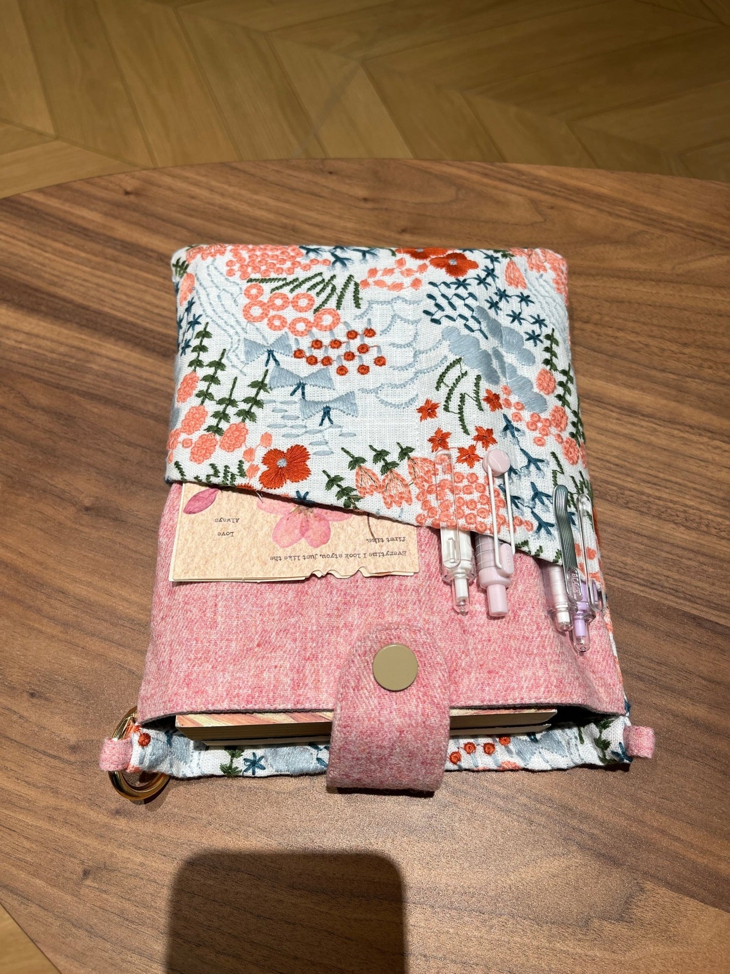 Functional Yet Lovely Gift Pink Embroidered Book Sleeve - Made by Frey