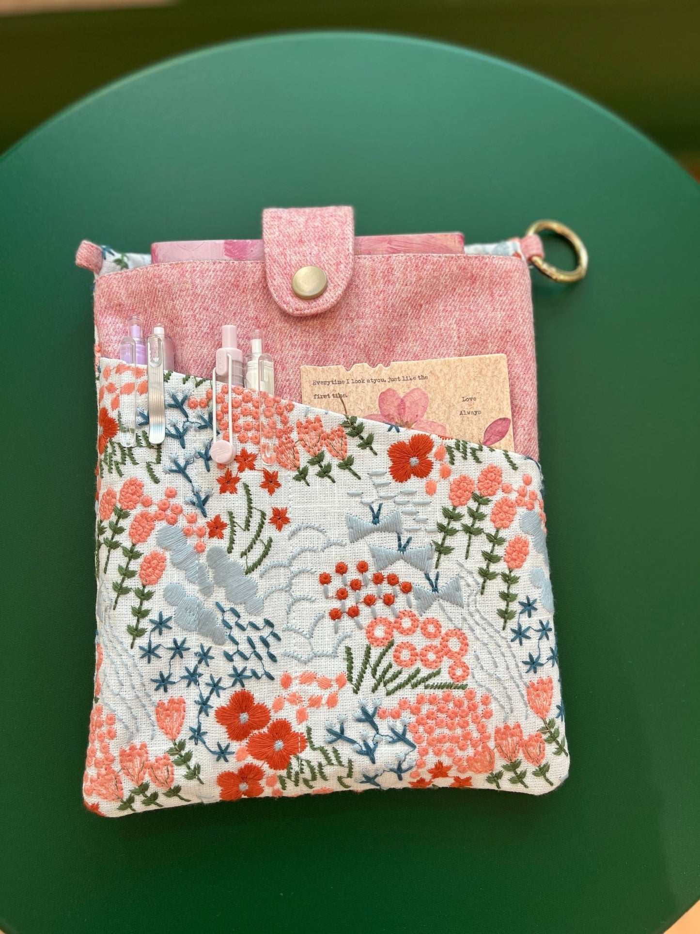 Functional Yet Lovely Gift Pink Embroidered Book Sleeve - Made by Frey
