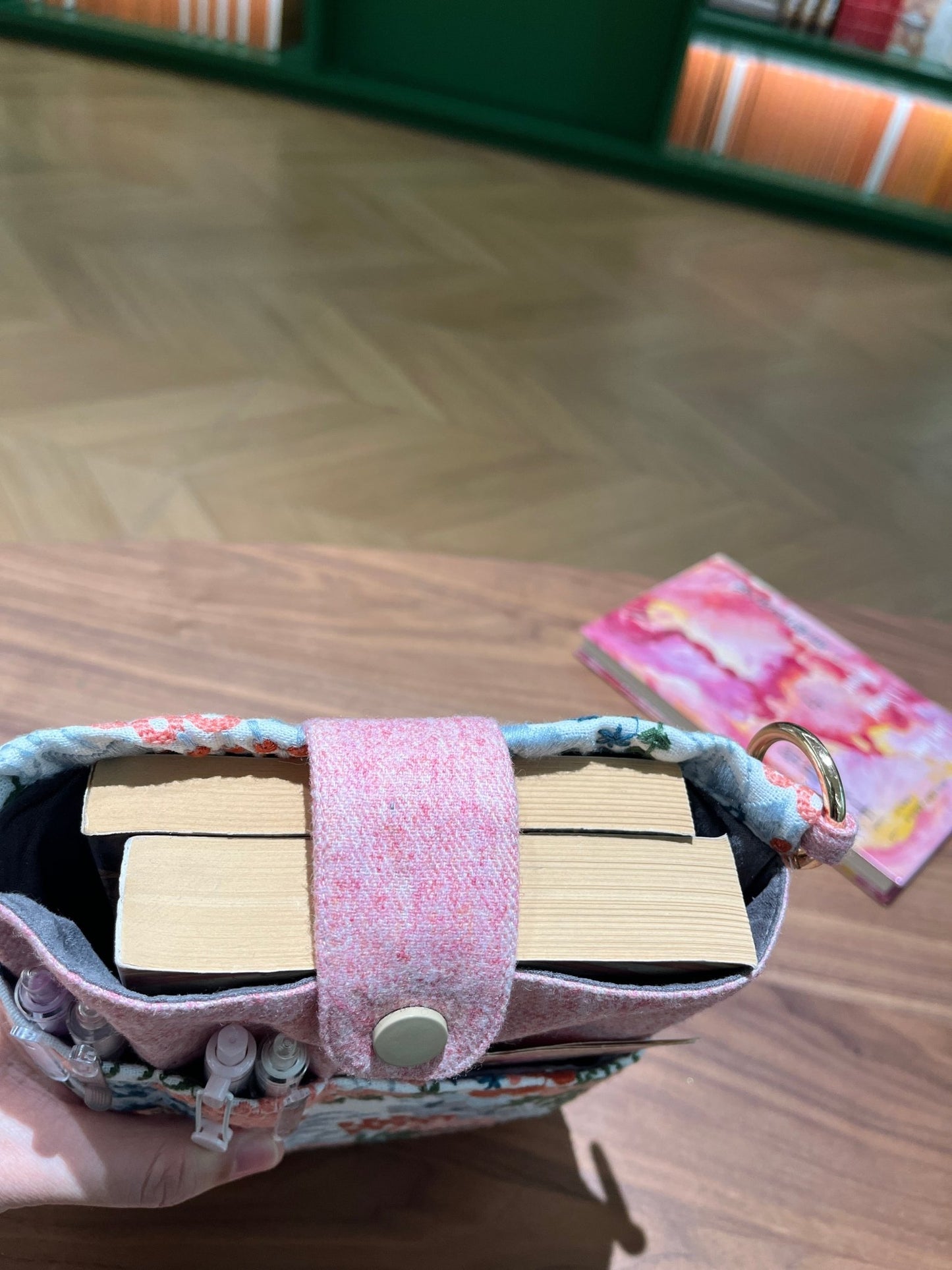Functional Yet Lovely Gift Pink Embroidered Book Sleeve - Made by Frey
