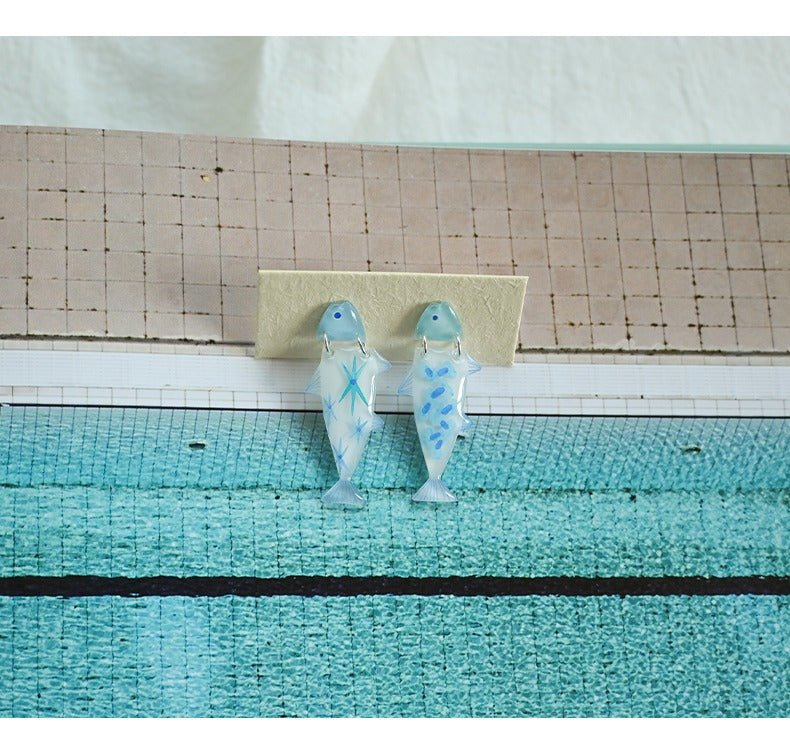 Hand - Painted Ocean Fish Earrings - Made by Frey