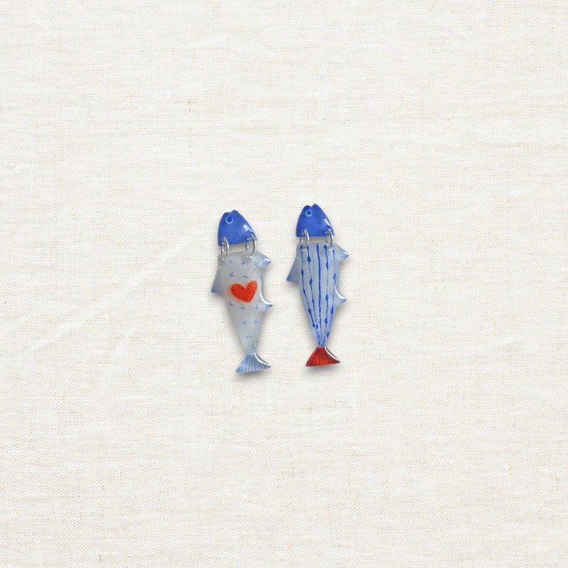 Hand - Painted Ocean Fish Earrings - Made by Frey