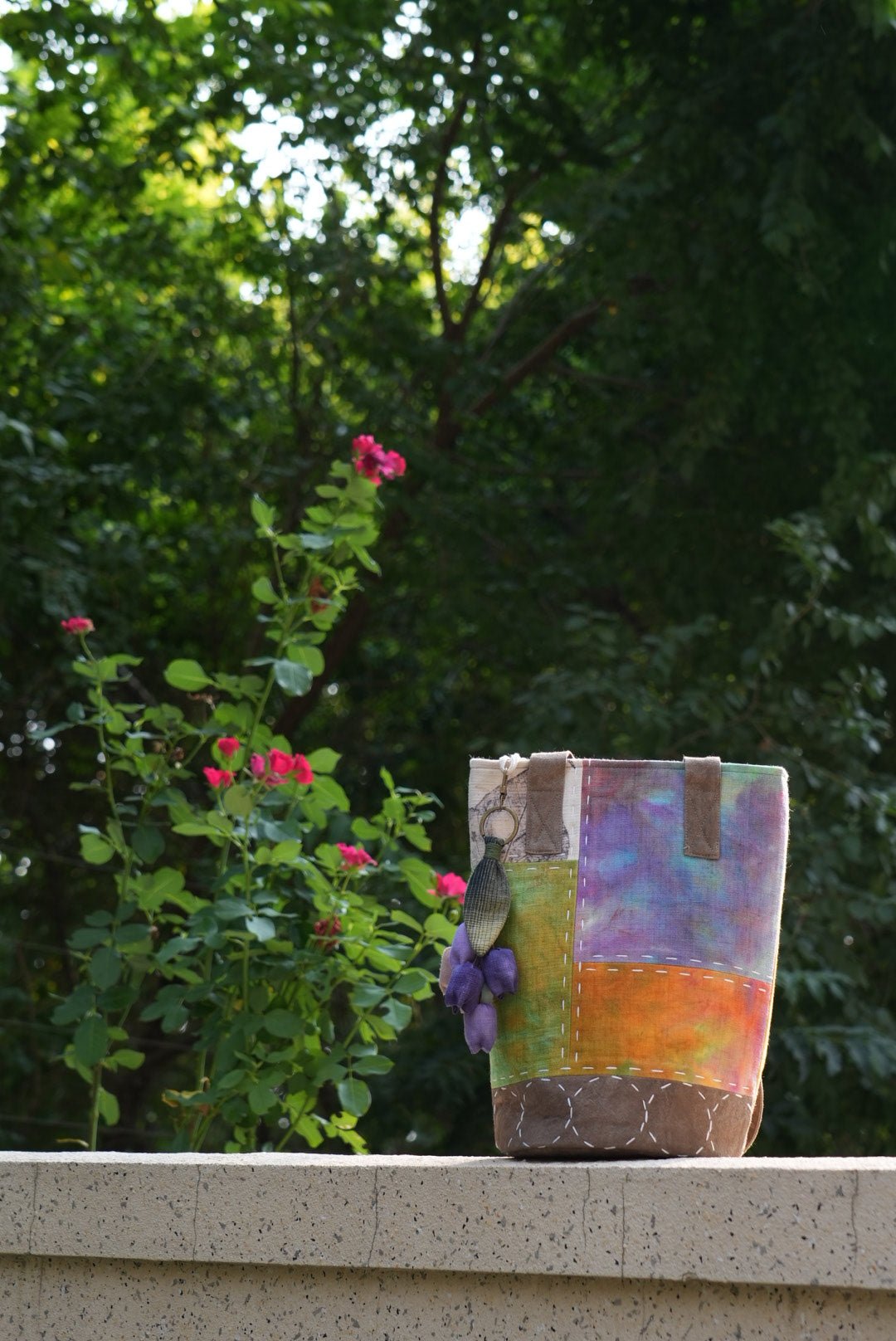 Hand-Stitched Bucket Tote with Lily Charm - Made by Frey