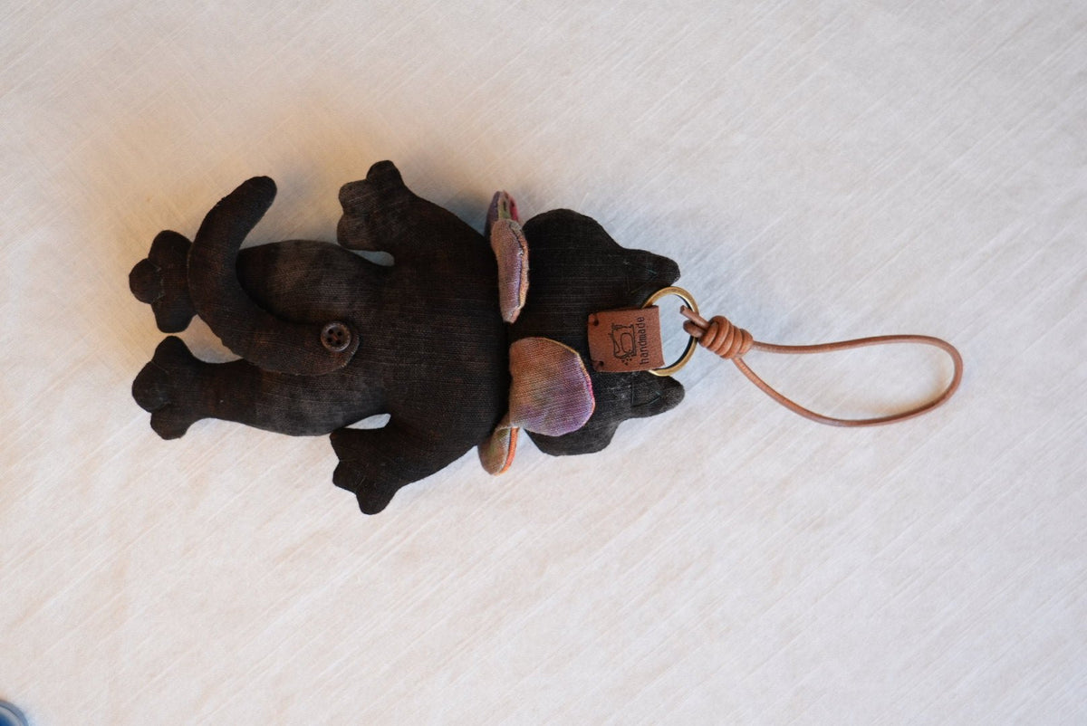 Handmade Black Tomcat Bag Charm – Rotating Head & Removable Collar - Made by Frey