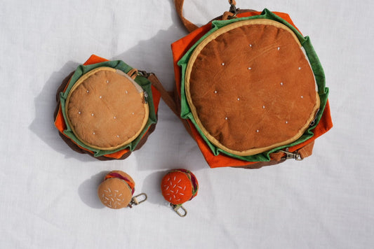 Handmade Fabric Hamburger🍔 |Bag Charm & Pouch - Made by Frey