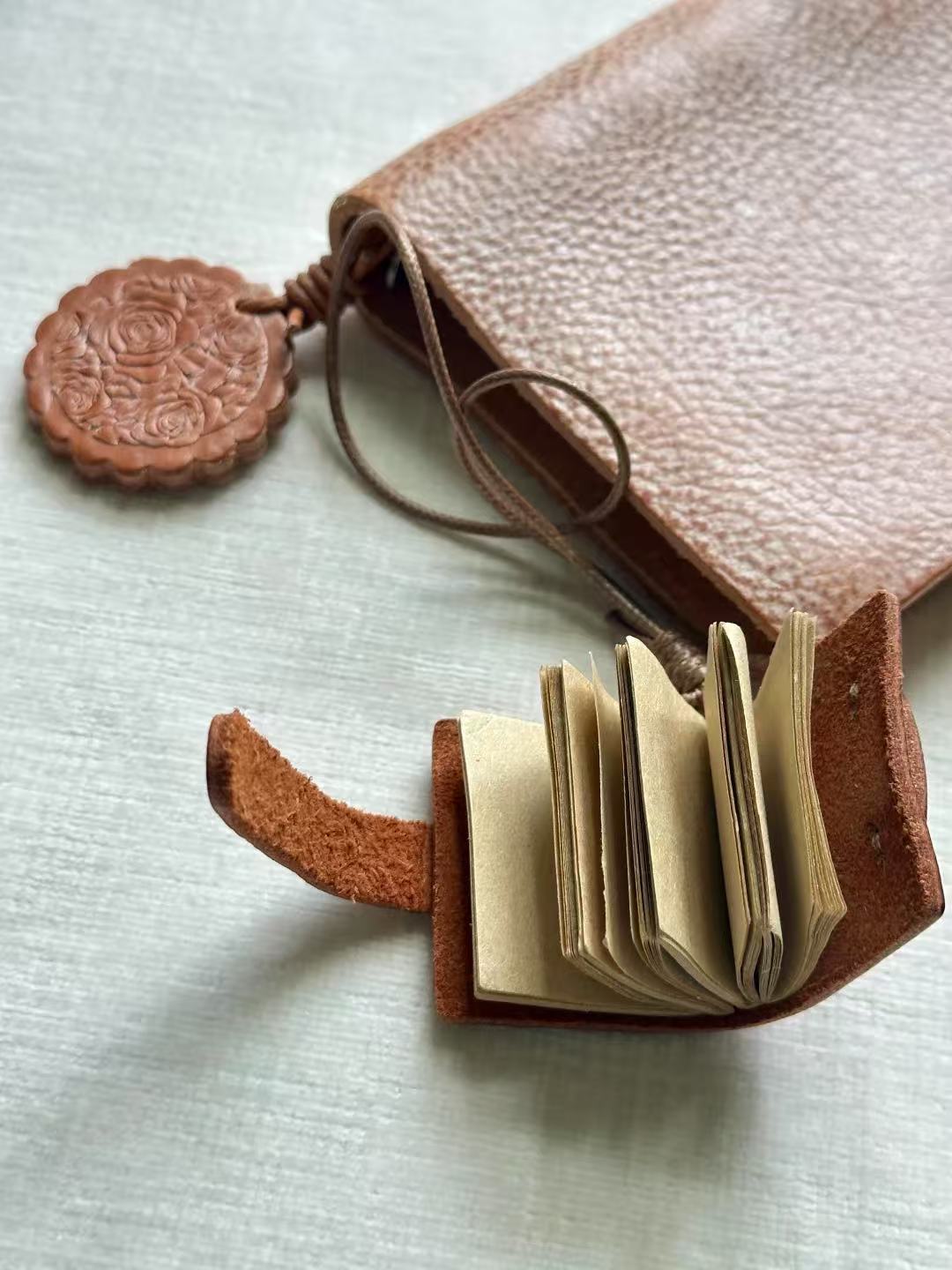Handmade Mini Leather Notebook Charm - Made by Frey