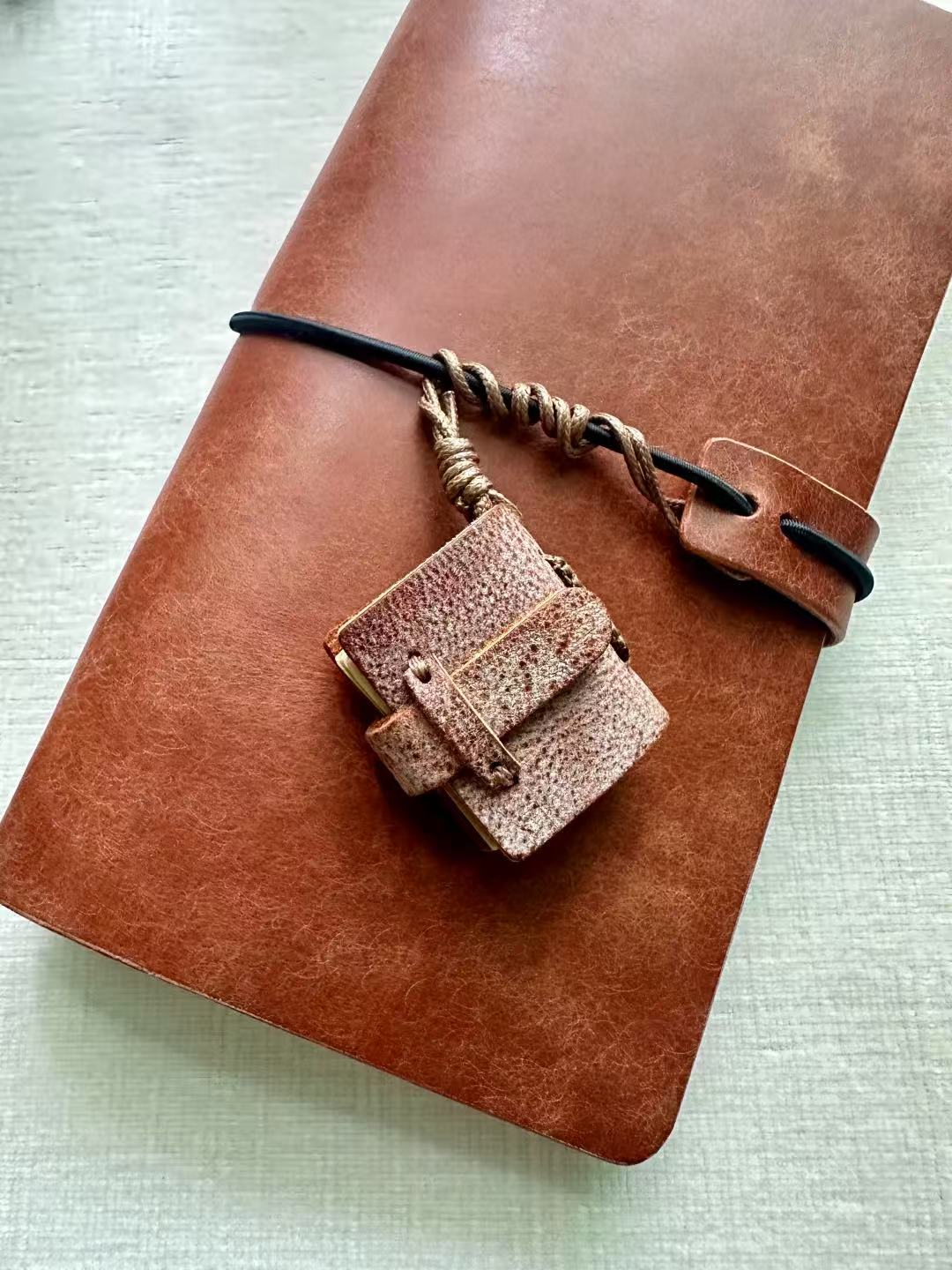 Handmade Mini Leather Notebook Charm - Made by Frey