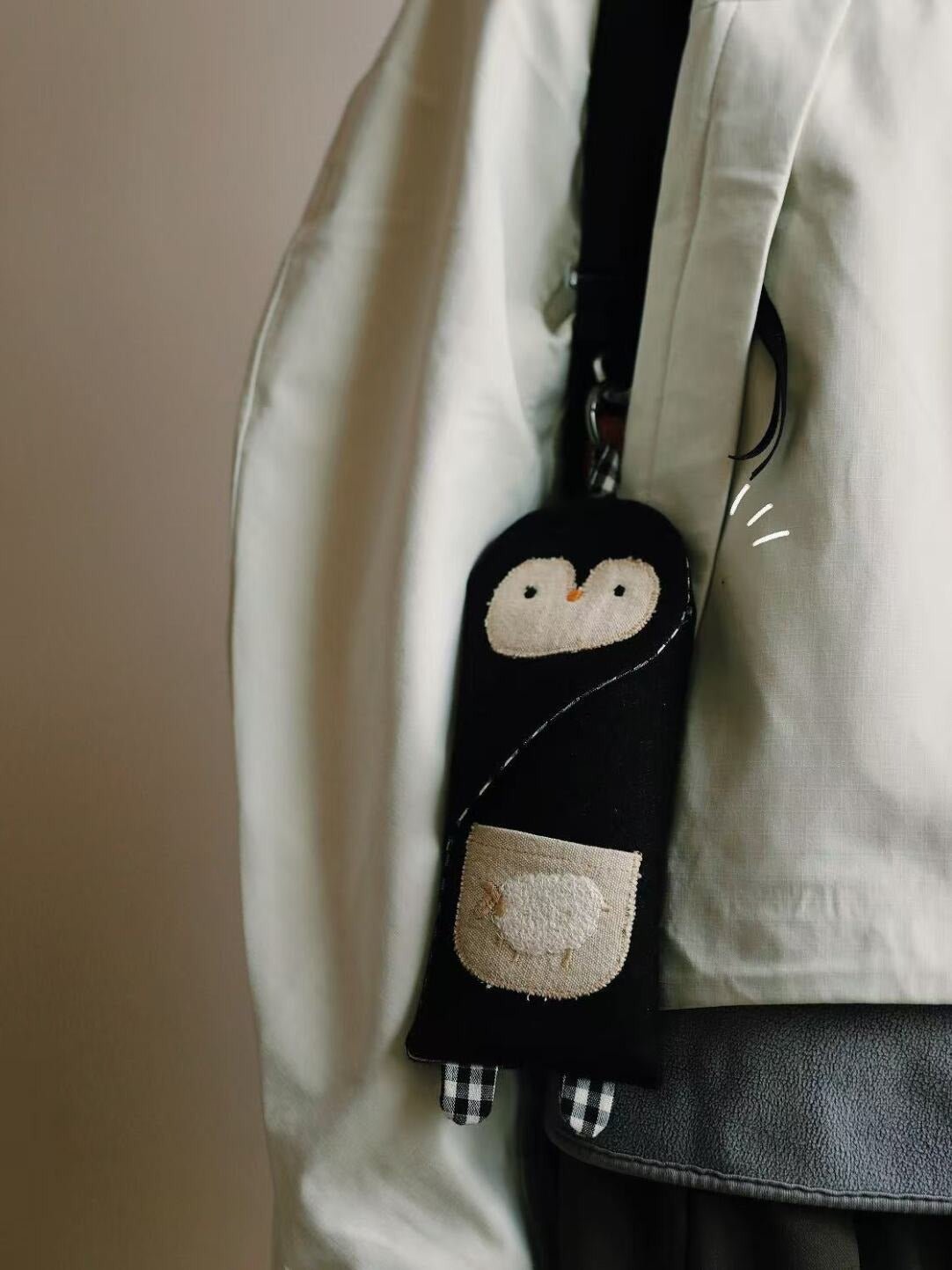 Penguin Sunglass & Eyeglass Pouch – Pen Bag & Bag Charm for Travel & Everyday - Made by Frey