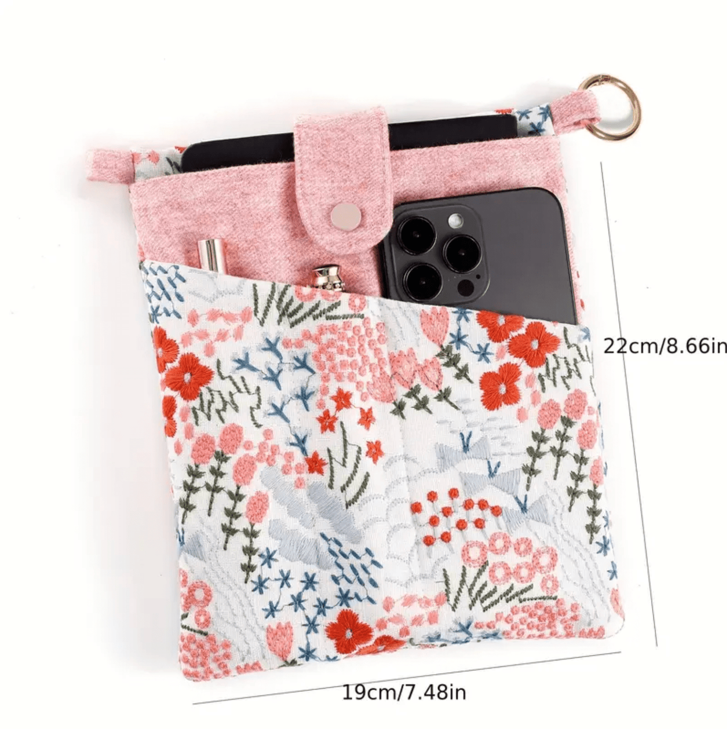 Pink Embroidered Book Sleeve - Made by Frey