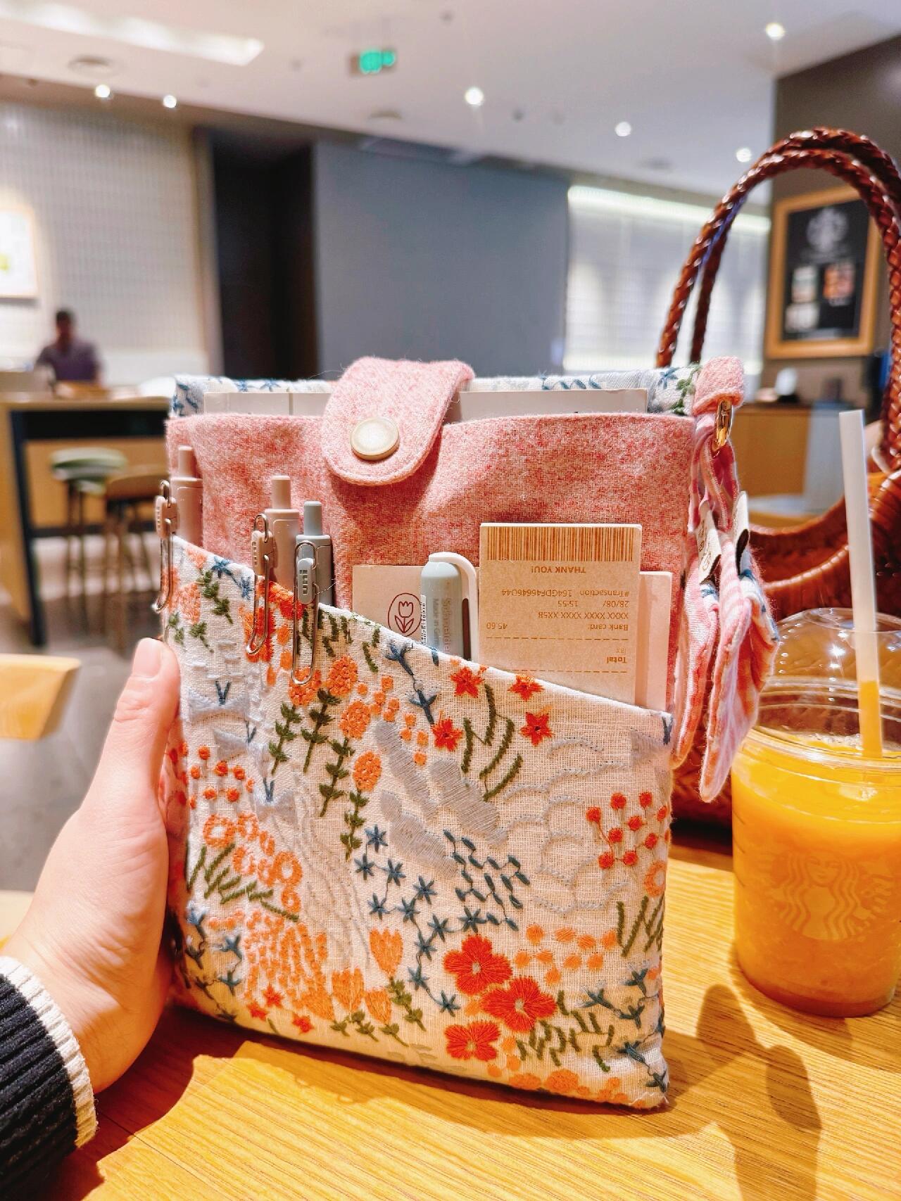 Pink Embroidered Book Sleeve - Made by Frey