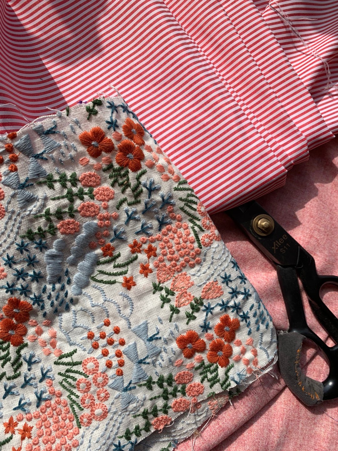 Pink Embroidered Floral Multi - layer Drawstring Storage Bag - Made by Frey