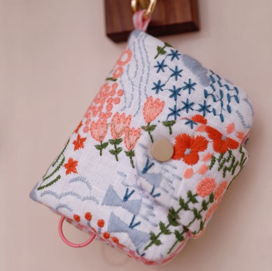 Pink Floral Wallet with Key Ring & Zippers - Made by Frey