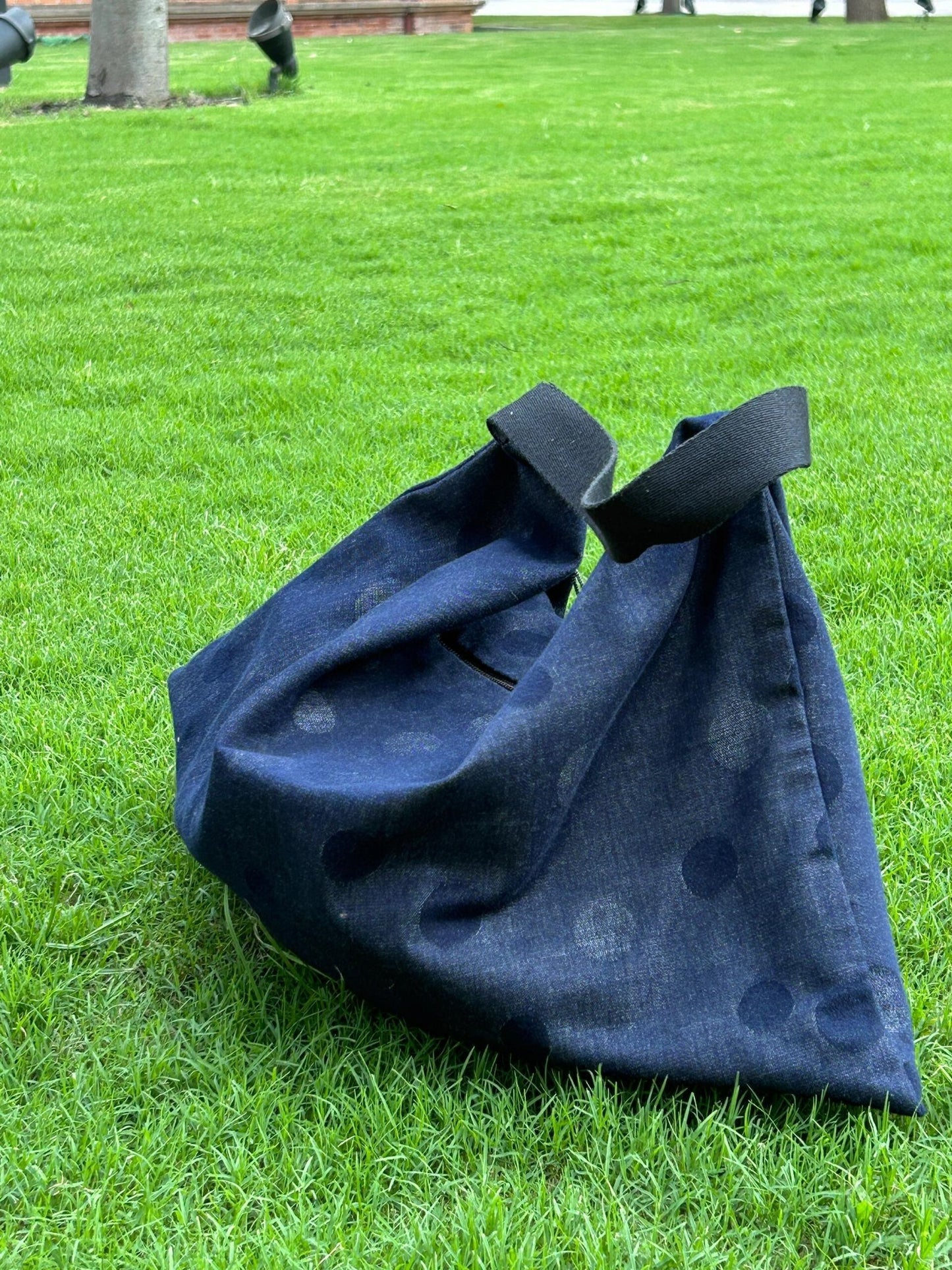 Polka Dot Denim Hobo Bag - Made by Frey