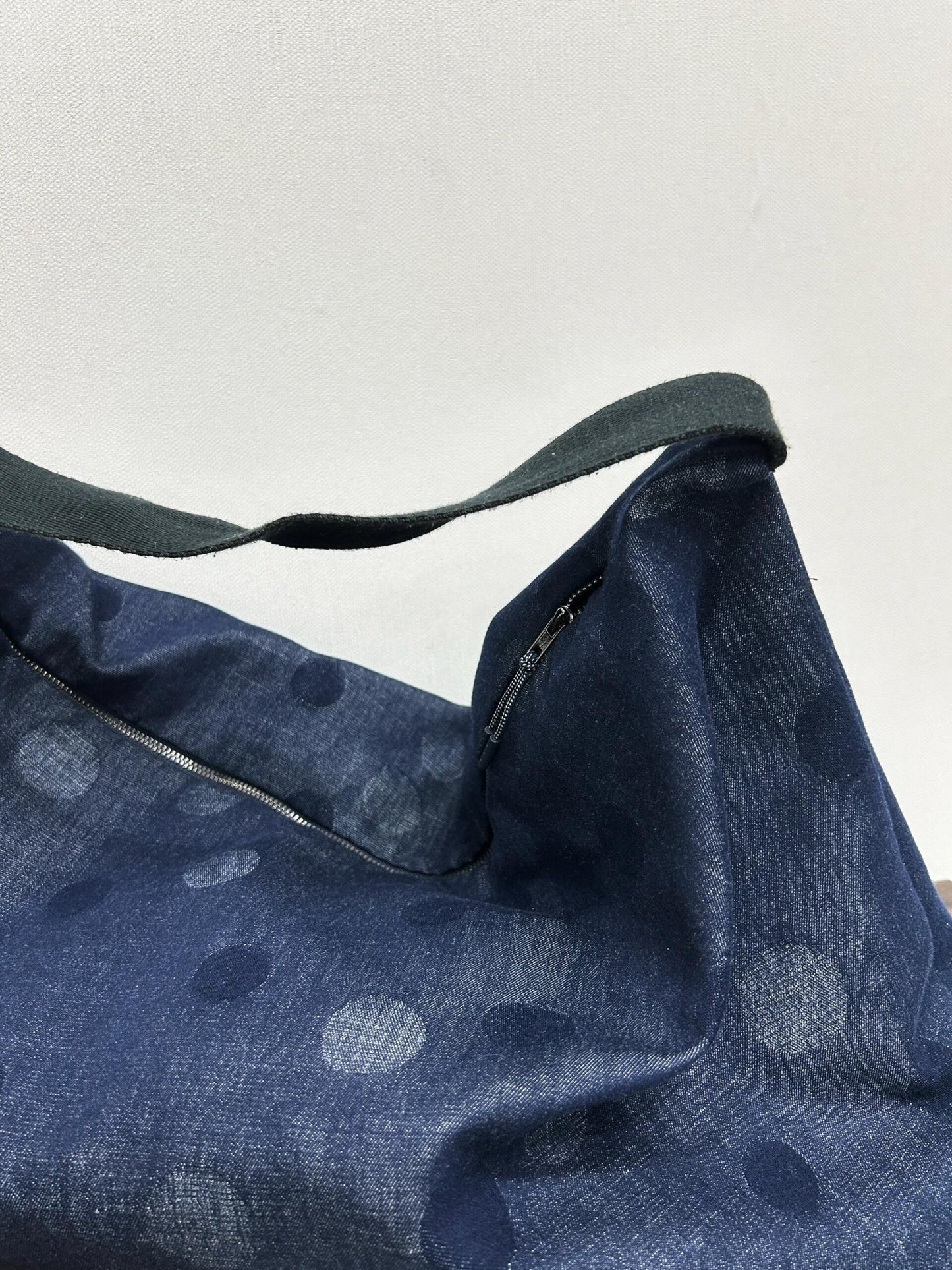 Polka Dot Denim Hobo Bag - Made by Frey