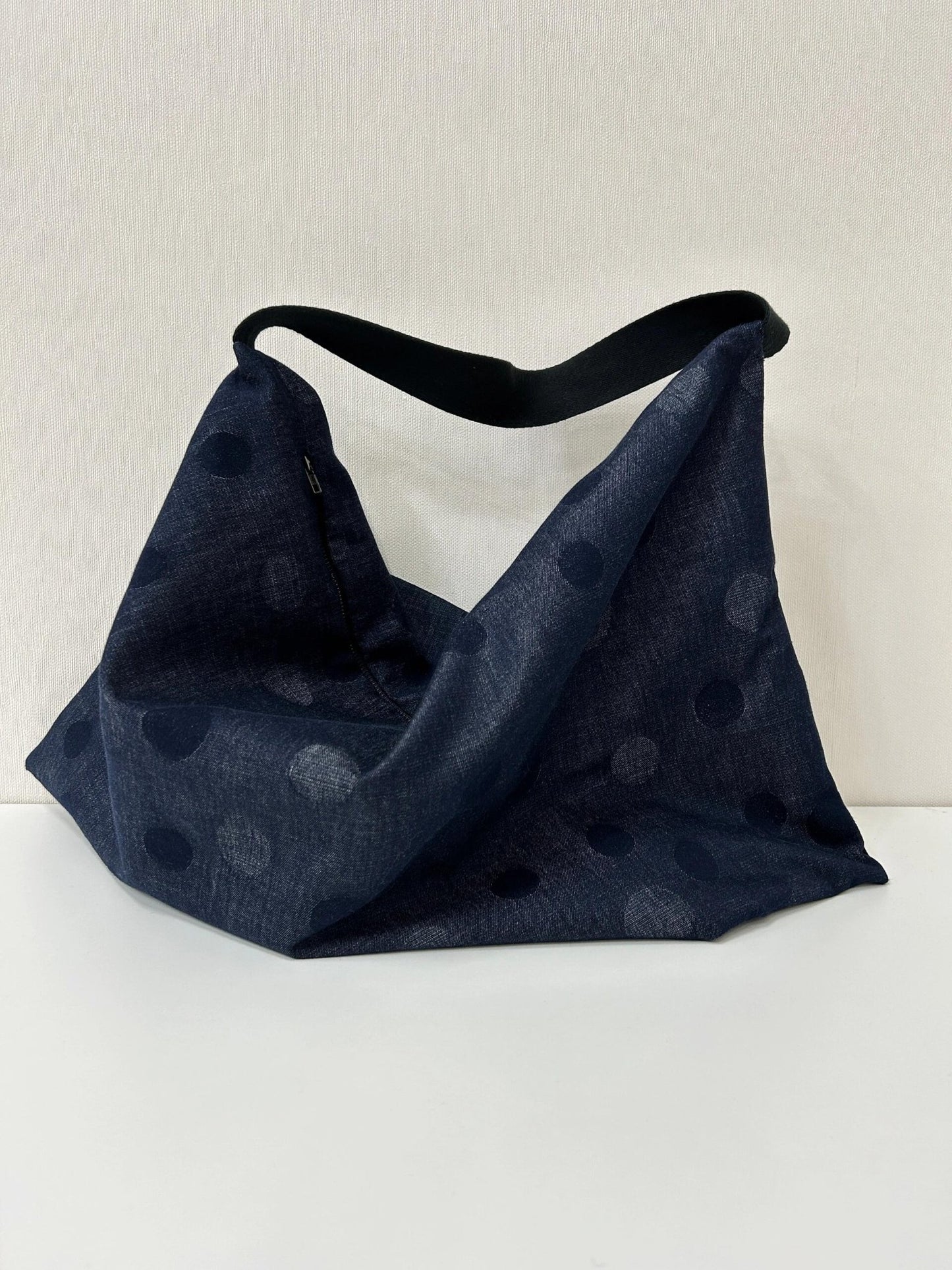 Polka Dot Denim Hobo Bag - Made by Frey