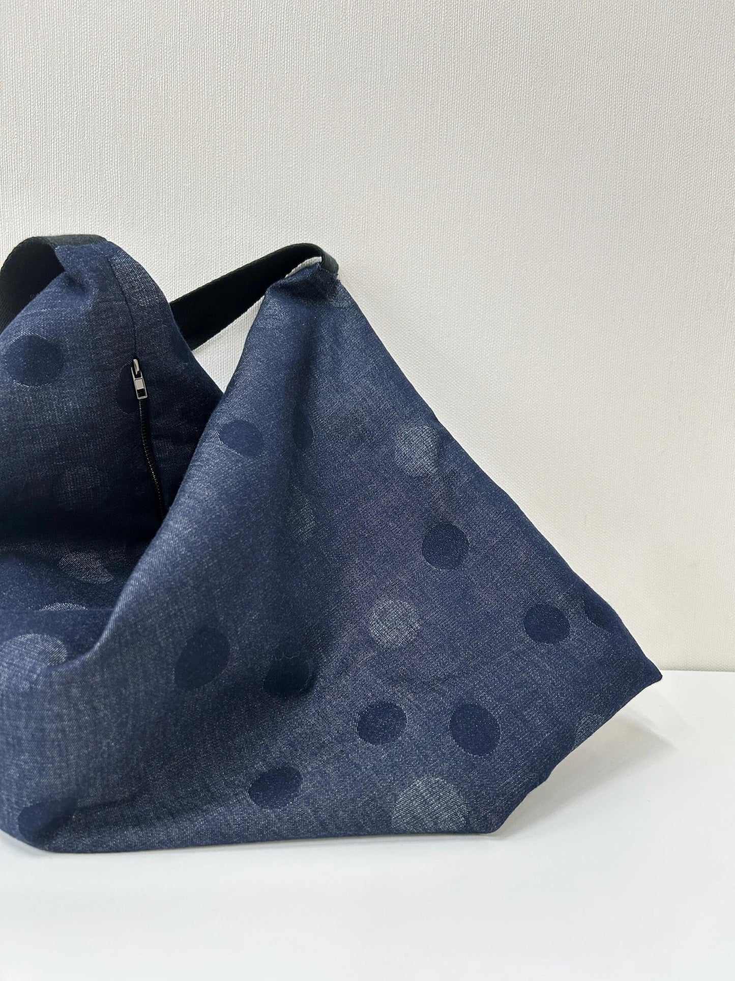 Polka Dot Denim Hobo Bag - Made by Frey