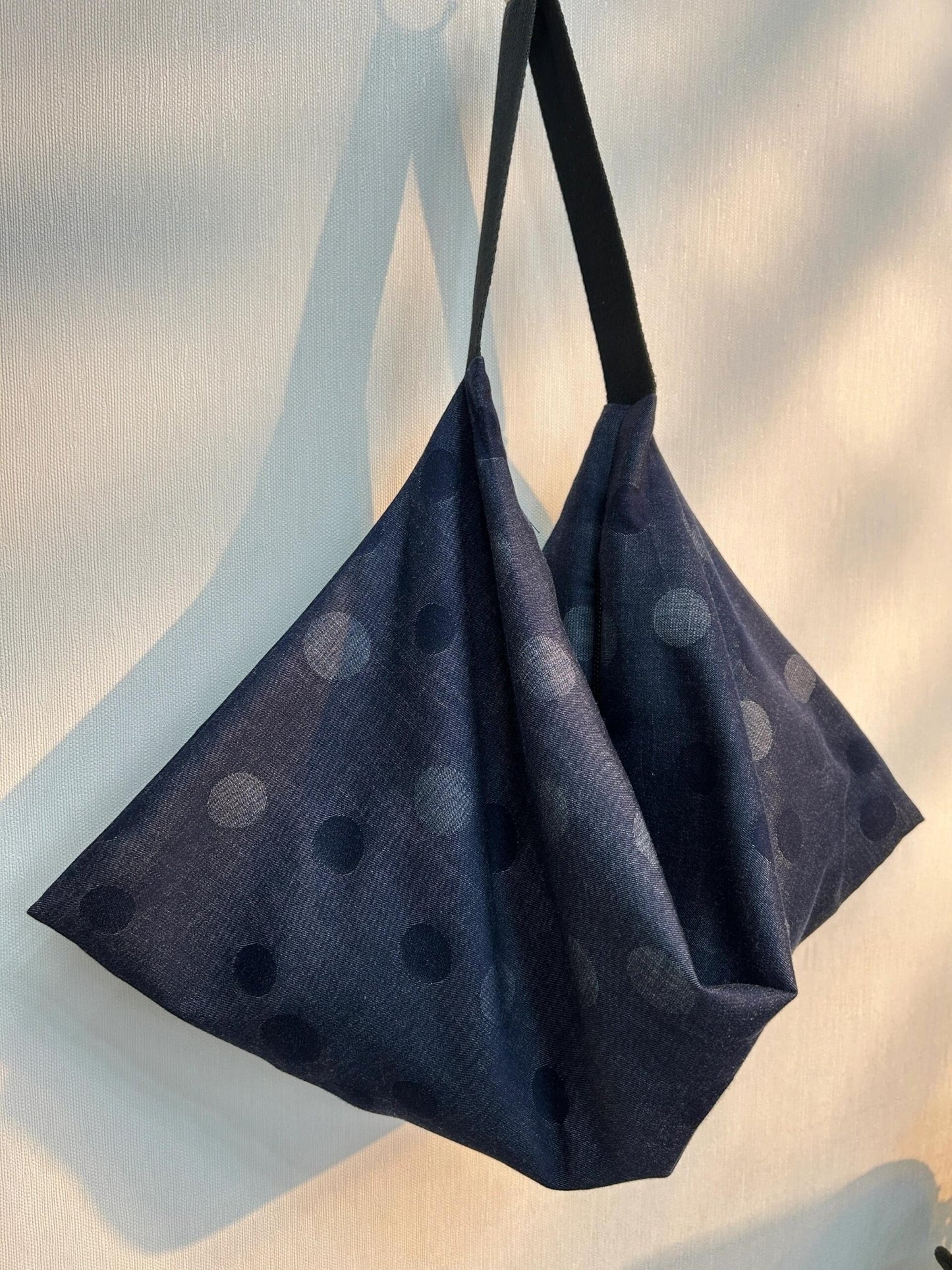 Polka Dot Denim Hobo Bag - Made by Frey
