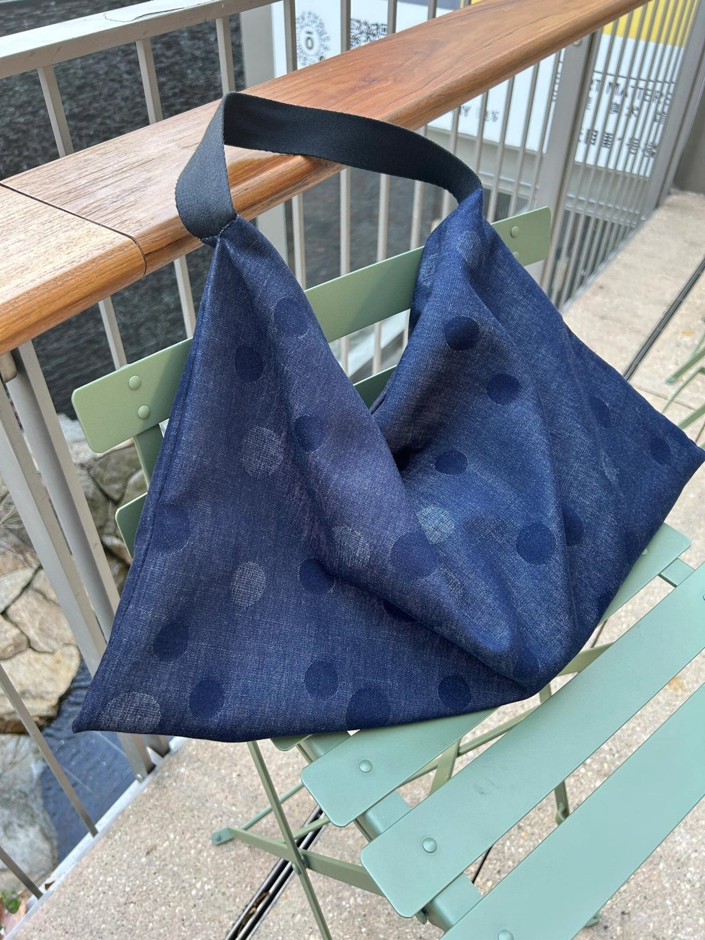 Polka Dot Denim Hobo Bag - Made by Frey
