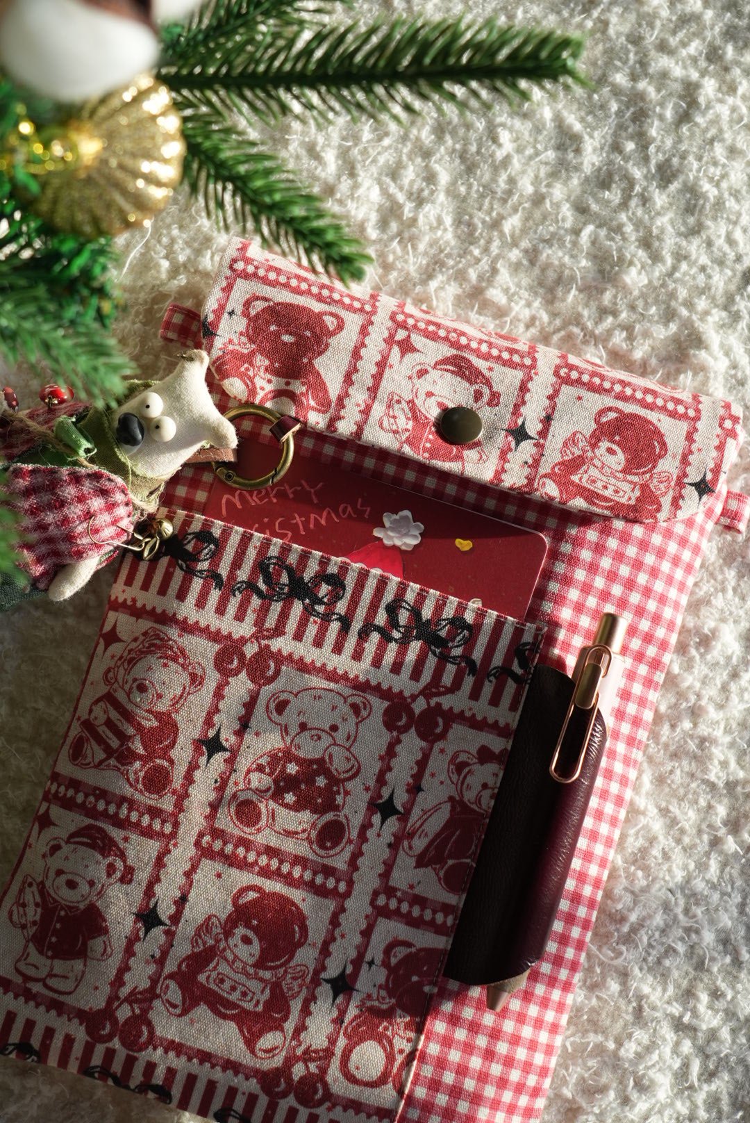 TN Regular-Size Journal Pouch – Christmas Teddy Bear - Made by Frey