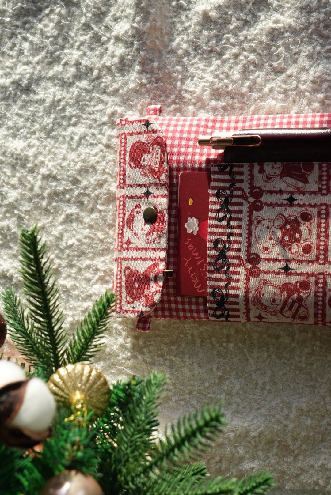 TN Regular-Size Journal Pouch – Christmas Teddy Bear - Made by Frey