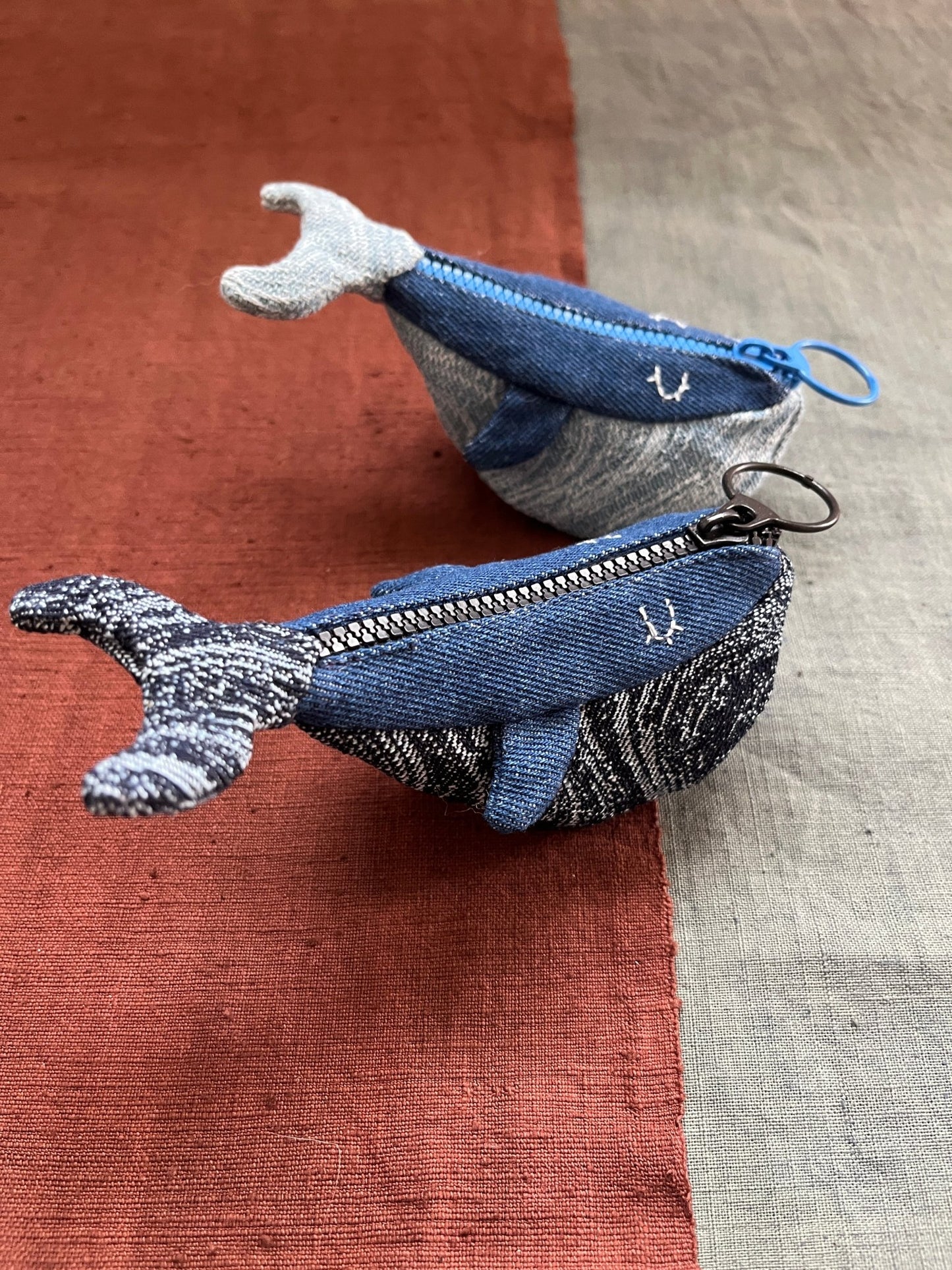 Whale Zipper Pouch, Bag Charm - Made by Frey
