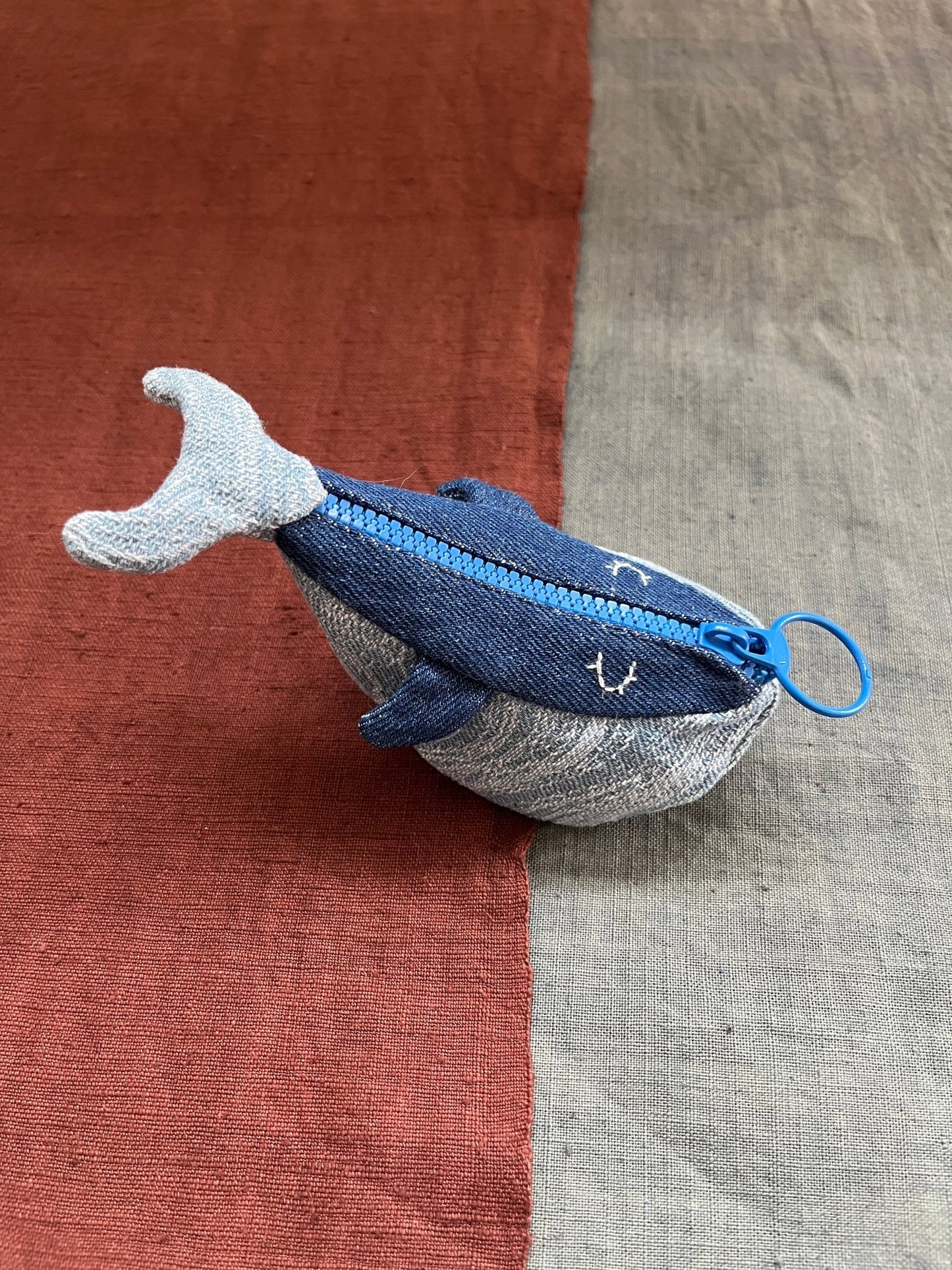 Whale Zipper Pouch, Bag Charm - Made by Frey