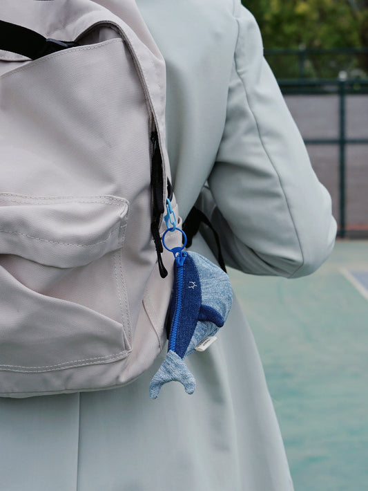 Whale Zipper Pouch, Bag Charm - Made by Frey