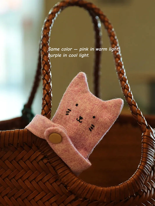 Hugging Cat Zipper Pouch — Handmade Bag Charm