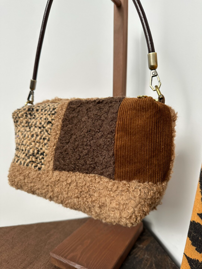 Earth-Toned Patchwork Multi-Carry Shoulder Bag