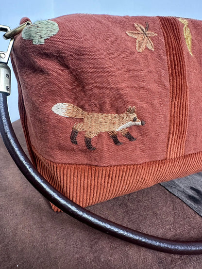 Vintage Embroidery · “Hedgehog & Fox” Cotton Linen Bag｜ Longer Processing Time｜1+ Weeks🙏