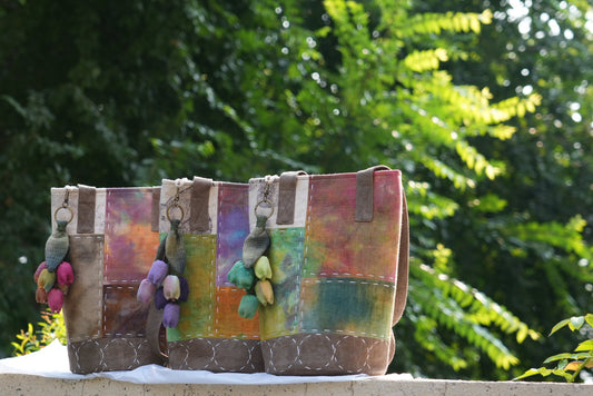 Hand-Stitched Bucket Tote with Lily Charm