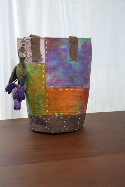 Hand-Stitched Bucket Tote with Lily Charm
