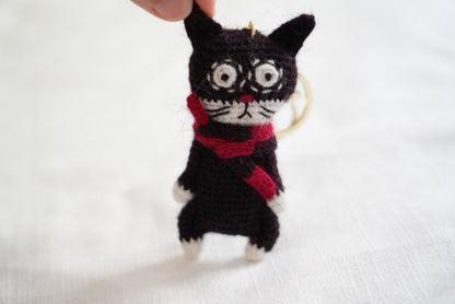 Slightly Unhinged Cat – Bag Charm/Keychain