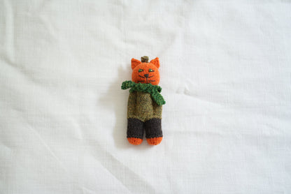 Hands-in-Pockets Cat · Knitted Bag Charm