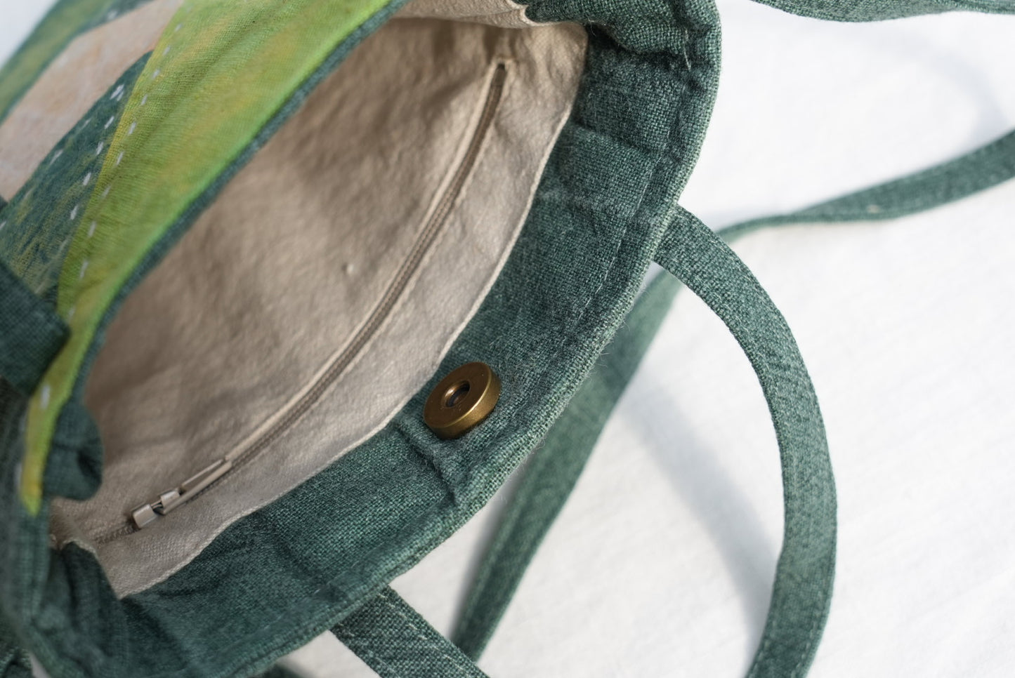 Handmade Plant-Dyed Patchwork Crossbody Bag