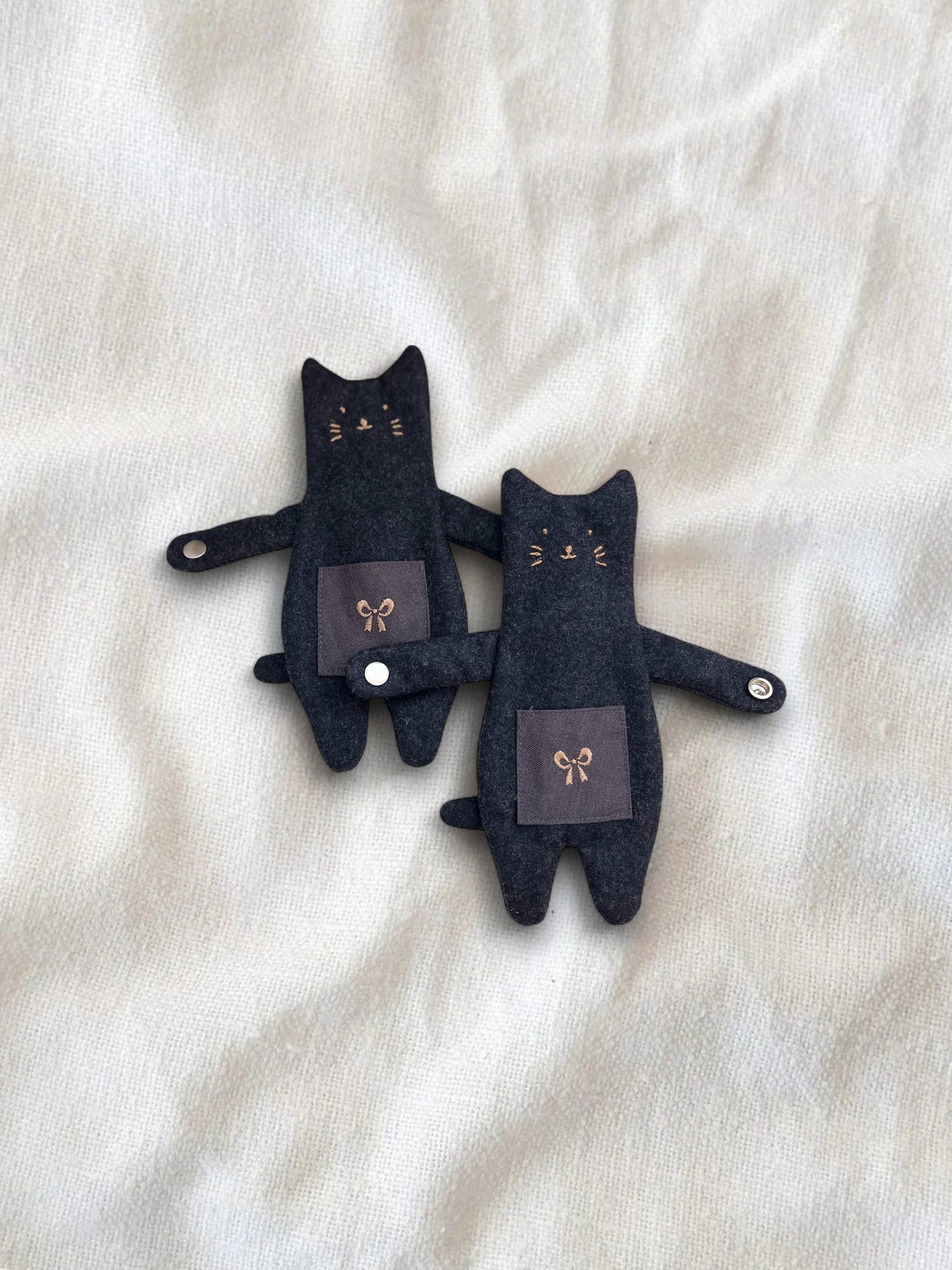 Hugging Cat Zipper Pouch — Handmade Bag Charm