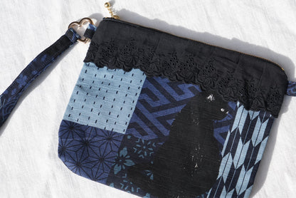 Black Kitty Makeup Pouch/ Wristlet