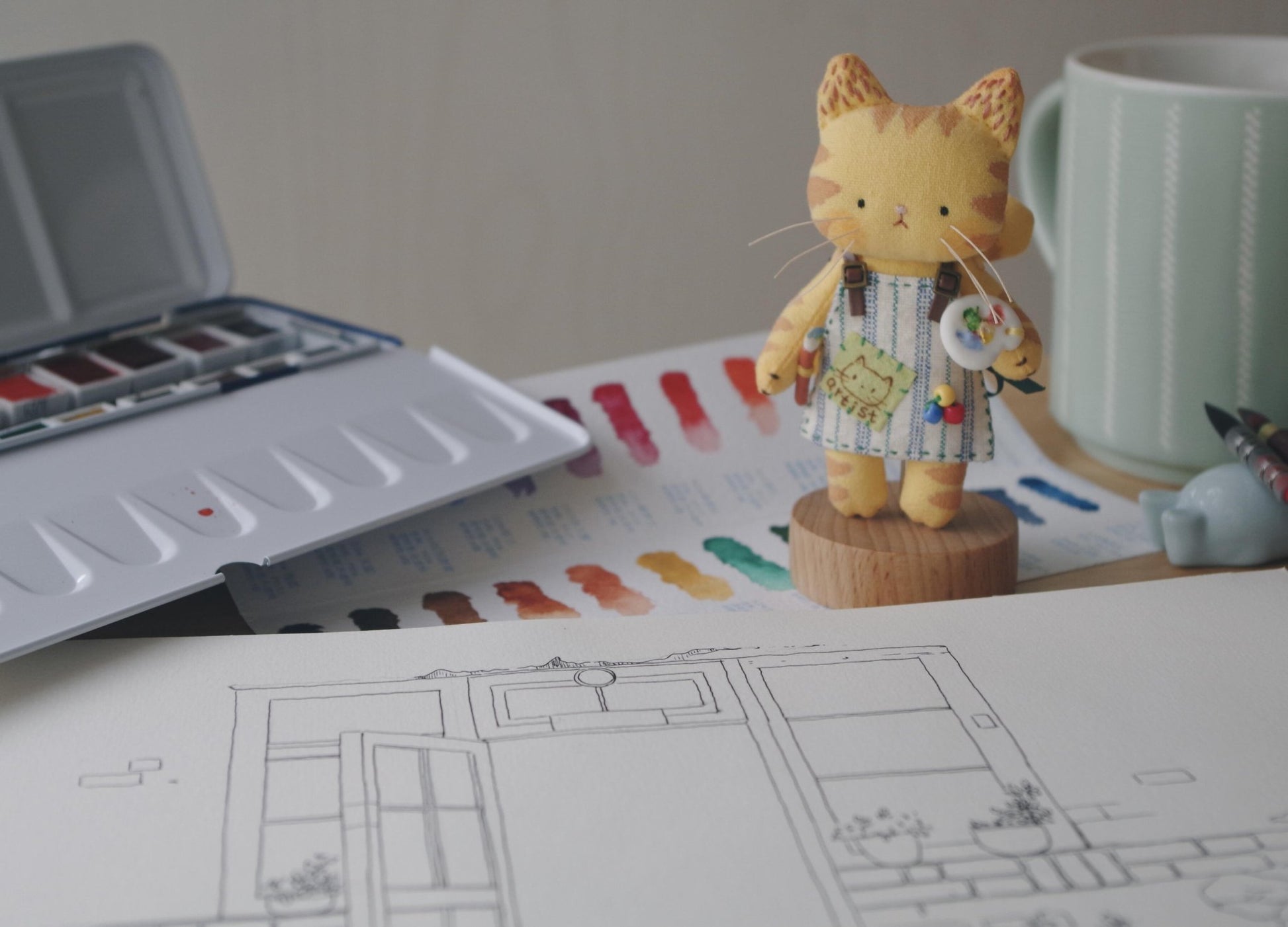 Artist Cat Charm — Mini Edition (10cm / 3.9") - Made by Frey