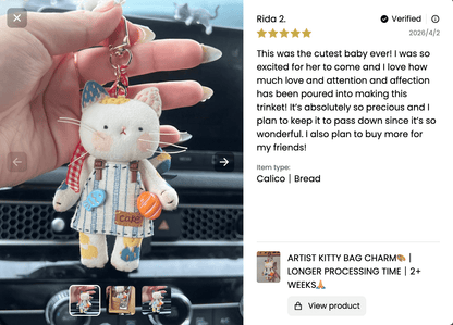 Artist Kitty Bag Charm🎨｜ Longer Processing Time 🙏 - Made by Frey