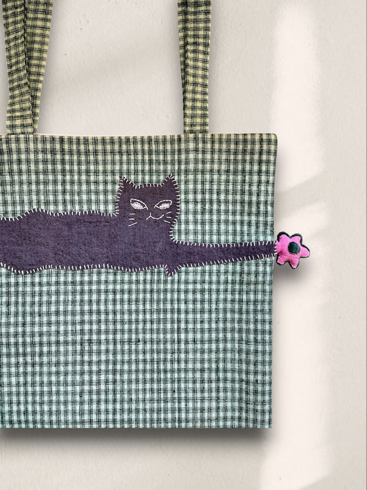 Cat & Cherry Blossom Tote - Made by Frey