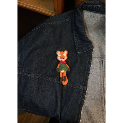 🦊 Crochet Fox Brooch – Orange Red - Made by Frey